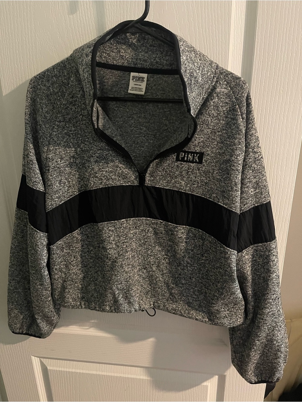 PINK Victoria's Secret Gray & Black Half-Zip Pullover Sweatshirt